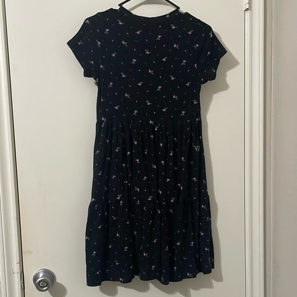 Jessica Simpson Charming Black Kids Dress with Purple Floral Print Size M - Picture 2 of 3